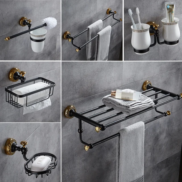 AUSWIND Antique black soild brass bathroom accessories ...