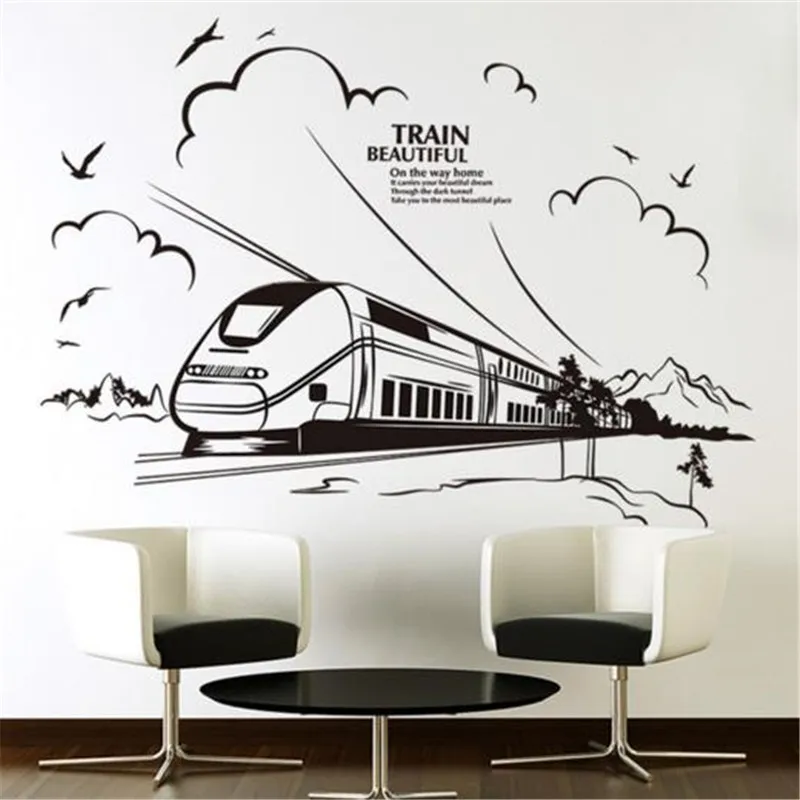 

Customized Train Wall Sticker Quotes Vinyl DIY Home Decor for Living Room Kids Bedroom Decoration Mural Art Decals