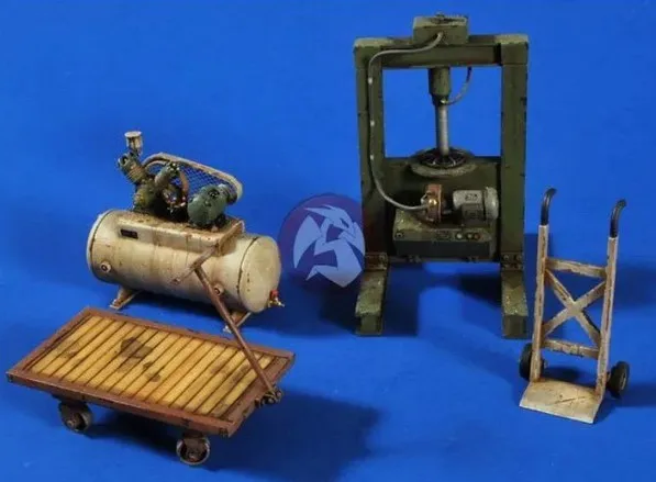 

1/35 scale Model Scene Accessories Lathe Air Pump Carriage military building figure Resin Model Kit Free Shipping