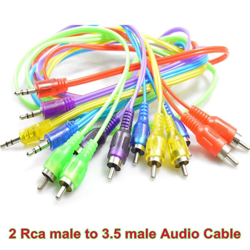 Red/ Purple/Yellow/Green/ Blue Jack 3.5mm to 2 RCA audio cable adapter