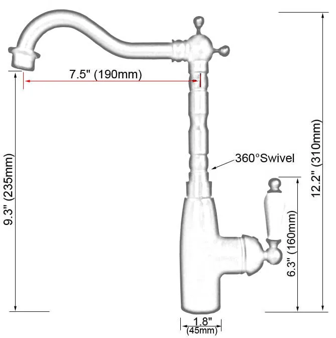 Vintage Red Copper Antique Brass Single Handle Swivel Spout Bathroom Basin Kitchen Sink Faucet Cold & Hot Mixer Tap anf132