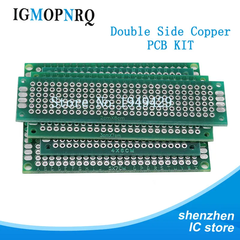 Double Side Copper prototype pcb Universal Board Cave plate Circuit board 4pcs 5x7 4x6 3x7 2x8 cm