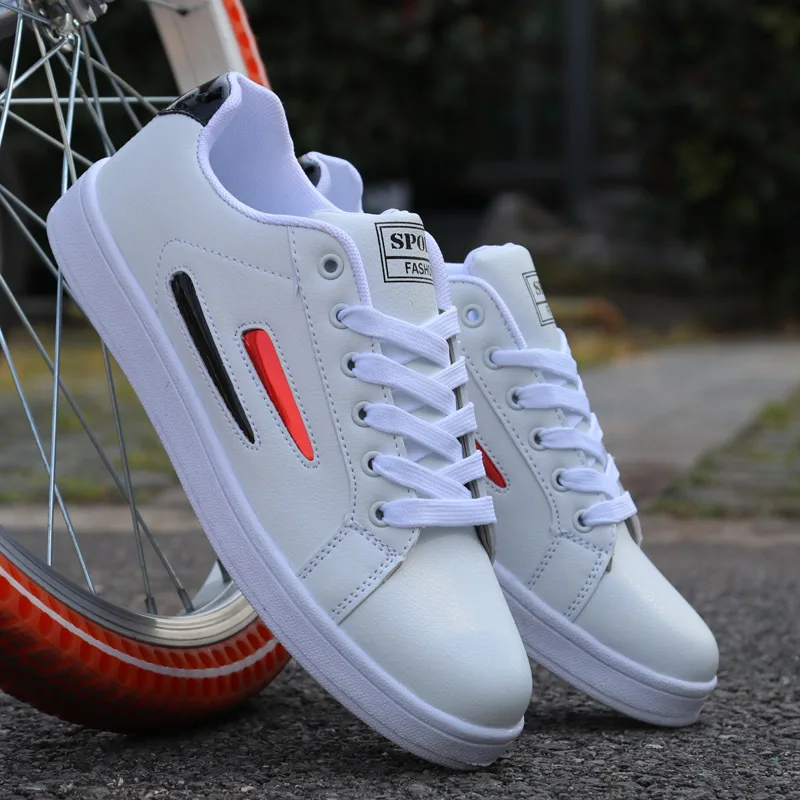 

Brand Men Casual Shoes White Sneakers Fashion Pu leather Male Shoes Spring Autumn Breathable Comfortable Lace-up Flats Shoes Man