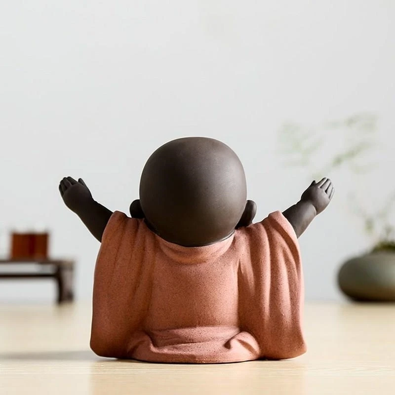 Lifelike Purple Clay Buddha Maitreya Miniature Desktop Ceramics Smile Buddha Figure Buddhism Ornament Home Decor Accessories