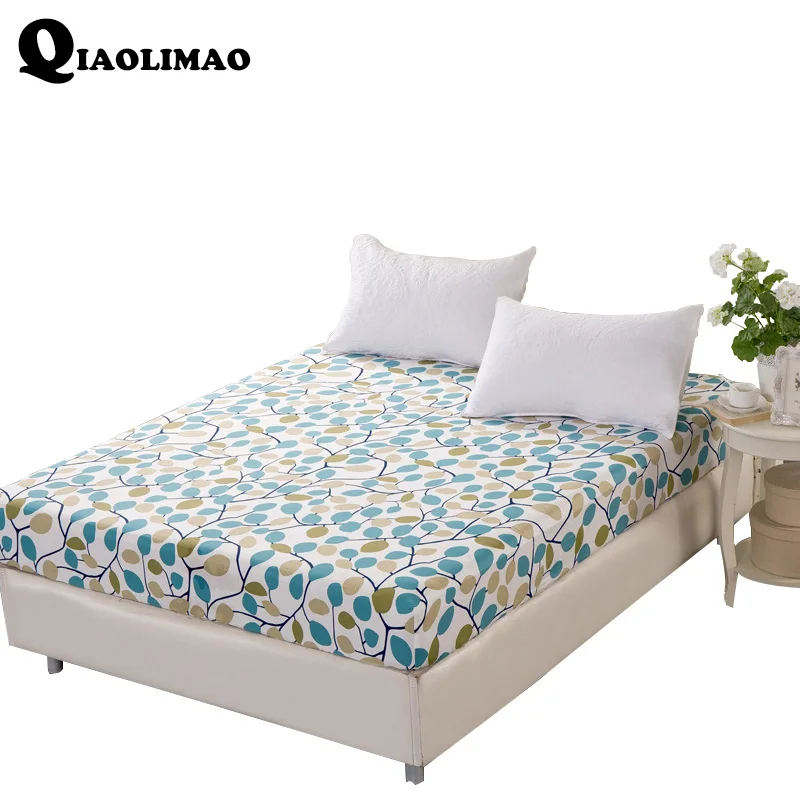 

New Home Textile 100% Cotton Sheet Stripe Mattress Cover Bed Sheet Plant Flowers Fitted Sheet Bedspread 150x200cm 180x200cm Size