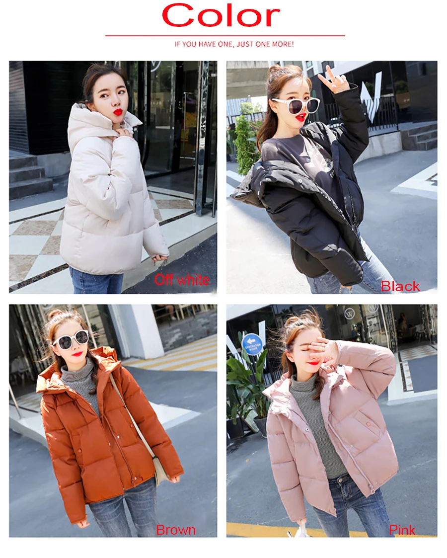 Winter Women Short Parkas Coat Warm Hooded cotton Outwear Thicken Plus Size Loose Type Down with 4 Colors for 2018 New Arrival (4)