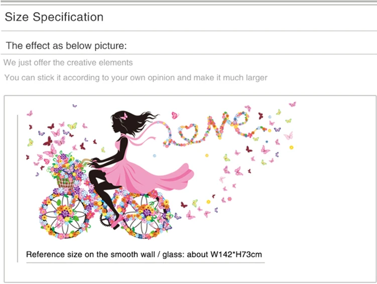 [Shijuekongjian] виниловые наклейки на стену с изображением девушки из мультфильма «сделай сам», цветок, велосипед, Наклейки на стены для дома, детской комнаты, украшения для детской спальни