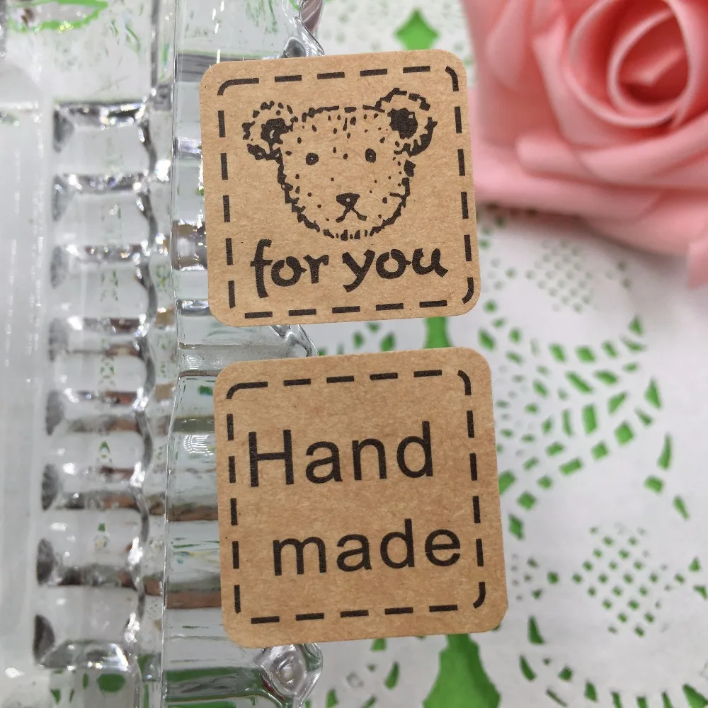 300ピースクラフト紙diy手作りギフトケーキキャンディ紙タグ自己粘着自己粘着装飾ステッカーラベルstickers forsticker labelstickers for paper