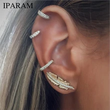 4 шт./компл. богемные хрустальные пуссет перо серьги для женщин винтажные золотые для ушей манжеты Этнические маленькие серьги вечерние ювелирные изделия подарок