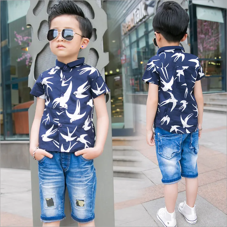 New fashion hot sale summer children boy short sleeve print animal shirt jacket cotton100