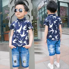 New fashion hot sale summer children boy short sleeve print animal shirt jacket cotton100