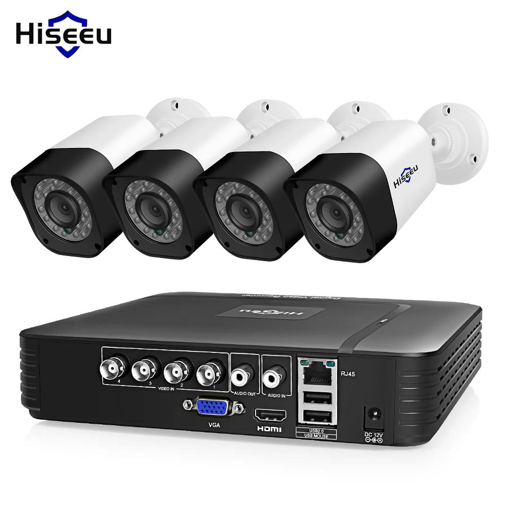 Hiseeu 4CH AHD камера видеонаблюдения системы безопасности 2MP 1MP IR Cut наружная система