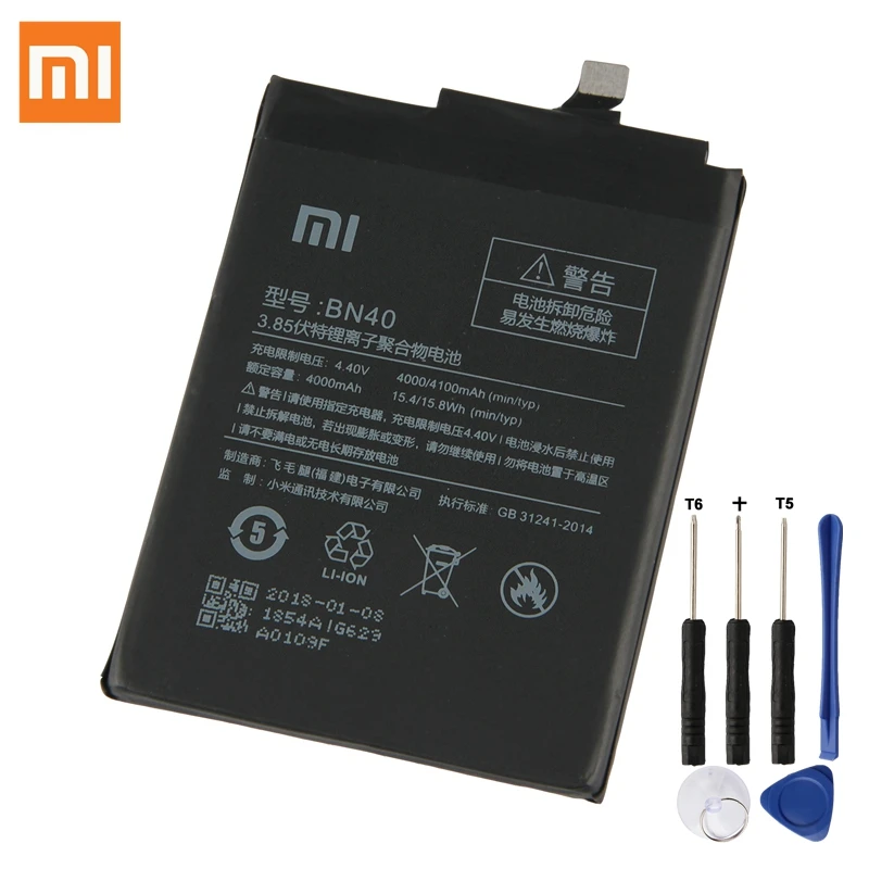 

Original XIAOMI BN40 Battery For Xiaomi Redmi 4 Pro Prime 3G RAM 32G ROM Edition Redrice 4 Replacement Phone Battery 4100mAh