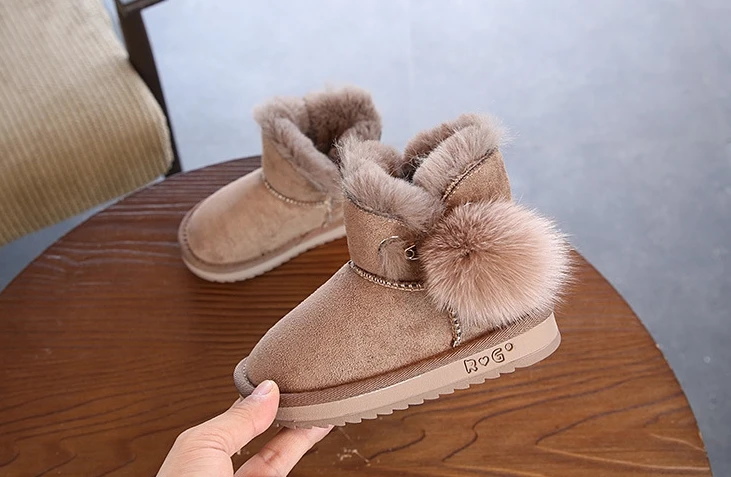 Зимняя новая детская обувь; корейские ботинки для девочек; модные Утепленные ботинки из меха норки; детские зимние ботинки; зимние ботинки