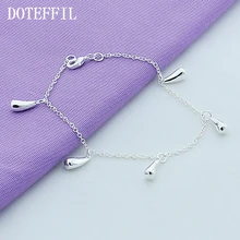 DOTEFFIL 925 ayar gümüş beş su damlası/yağmur damlaları bilezik kadın Charm düğün nişan parti moda takı