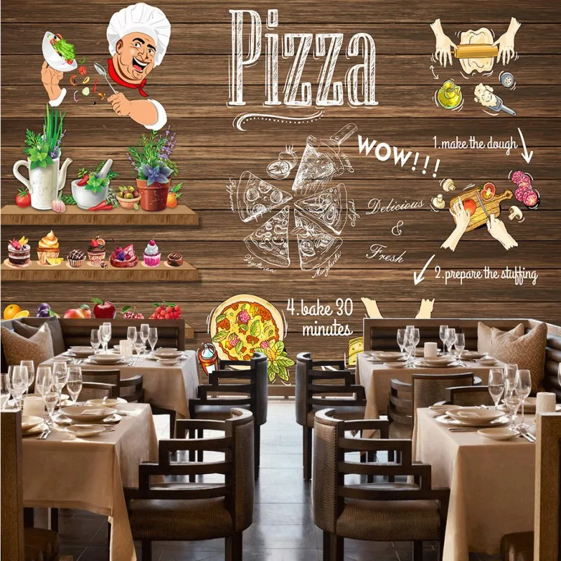 Us 1146 30 Di Scontofoto Personalizzata Carta Da Parati Di Alta Definizione Retro Dipinto A Mano Pizza Restaurant Decorativo Sfondo Personalizzato