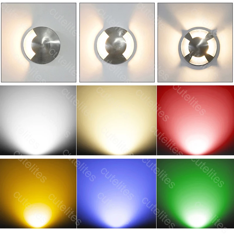 1W 3W 5W LED Buried IP66 AC85-260V DC12V Outdoor Recessed Deck Light 1/2/3/4 Side View Underground Lamp Sidewalk