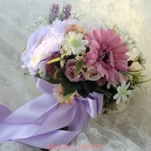 Деревенский Свадебный букет из роз бежевый Лавандовый цветок свадебный букет Романтический Buque Casamento букет De Mariage