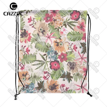 

Elegance Watercolor floral Allover Pattern Print Custom individual Nylon fabric Drawstring Backpack gift bag