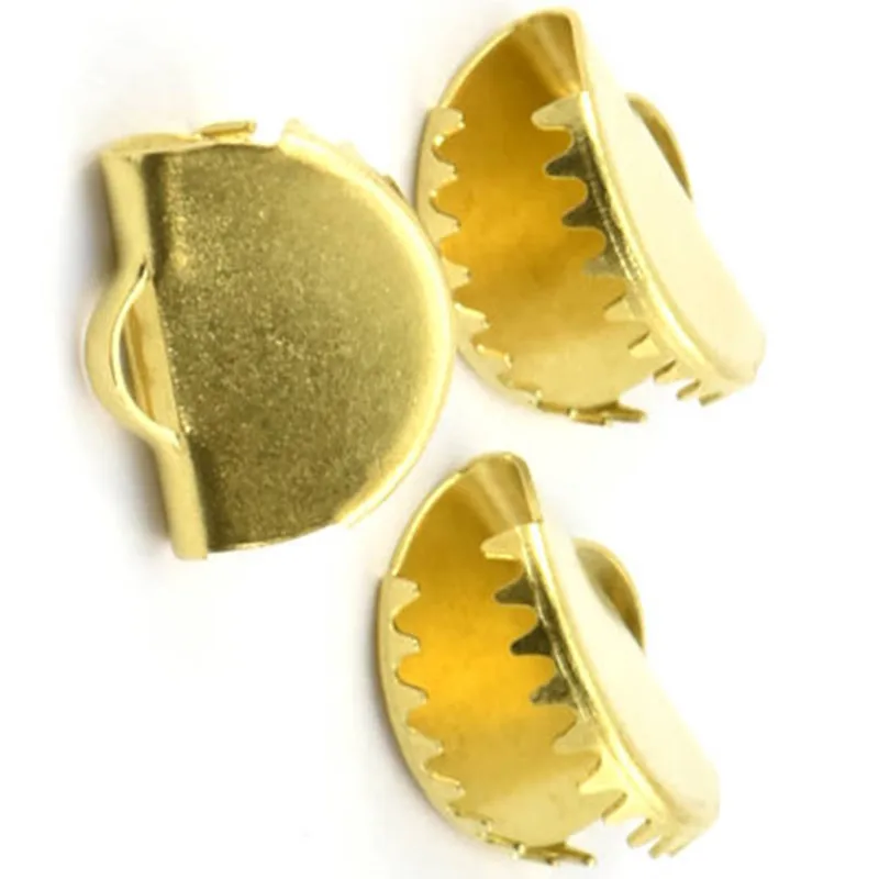 

30pc Raw Brass Ribbon Crimp Ends .(Nickel Free and Lead Free). 1 Loop and no Loop choose