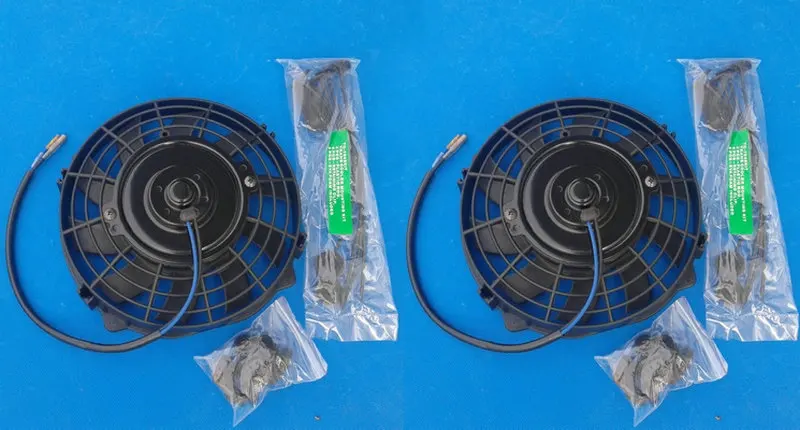 1 X 16/" Blue Electric Slim Push Pull Engine Bay Cooling Radiator Fan Universal 3