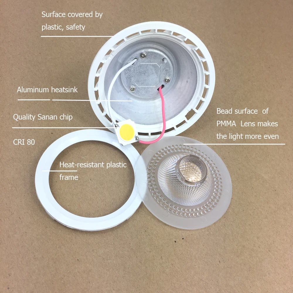 Внутри радиатора алюминиевый наружный пластиковый светодиодный AR70 6 Вт 7 Вт лампы 500lm 70 Вт замена безопасности GU10 прожектор