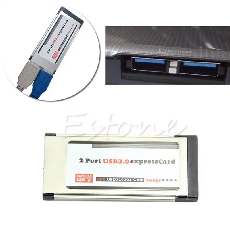 

2 Port USB 3.0 Express Card ExpressCard 34mm/54mm Hidden Adapter For Laptop