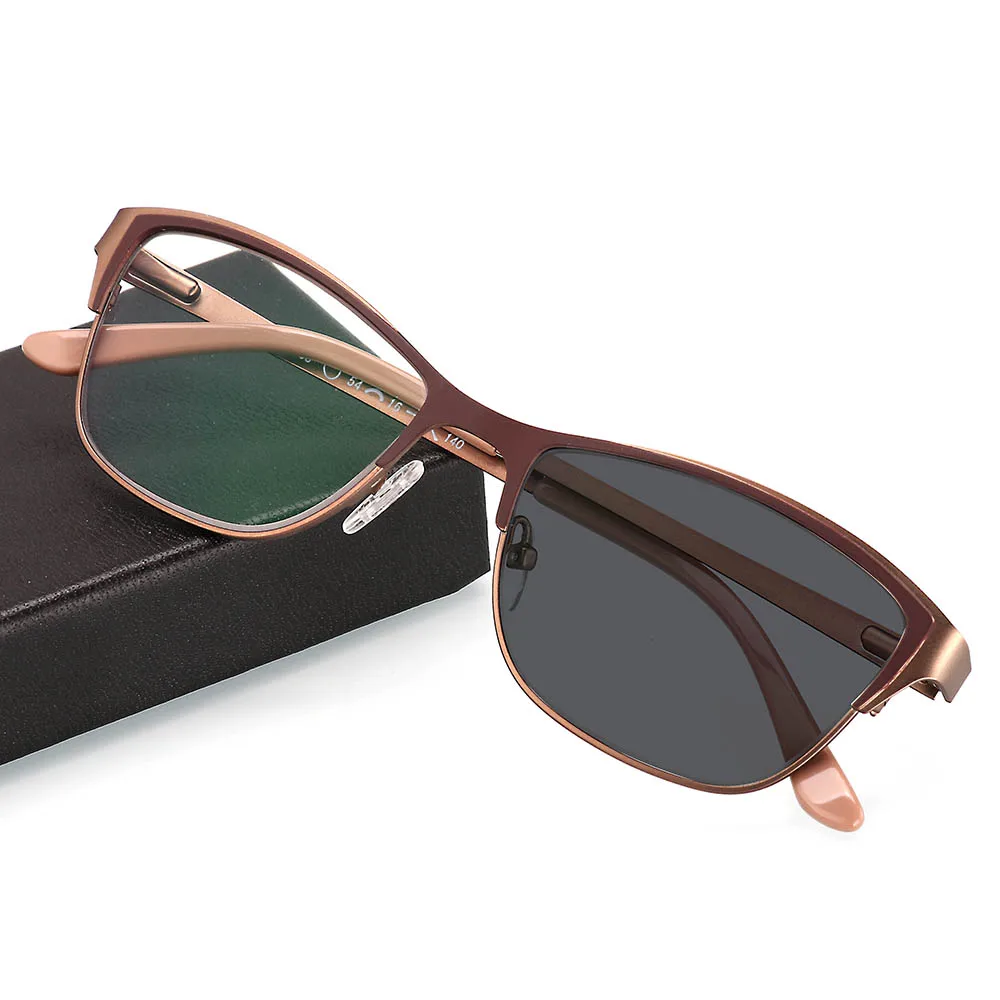 

Transition Photochromic Women Reading Glasses Optical Myopia Hyperopia Custom Strength +Rx -Rx Metal Frame UV400 Sunglasses