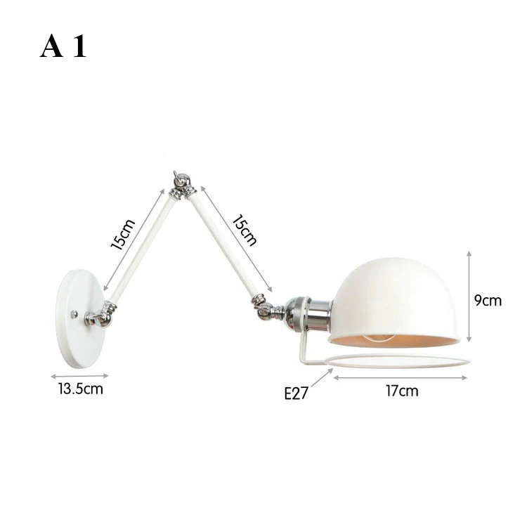 Промышленный декор, винтажное бра, настенные светильники, Регулируемая рука, для спальни, для учебы, Wandlamp, ретро, светодиодный настенный светильник, античный, черный/белый/медный - Цвет абажура: A1