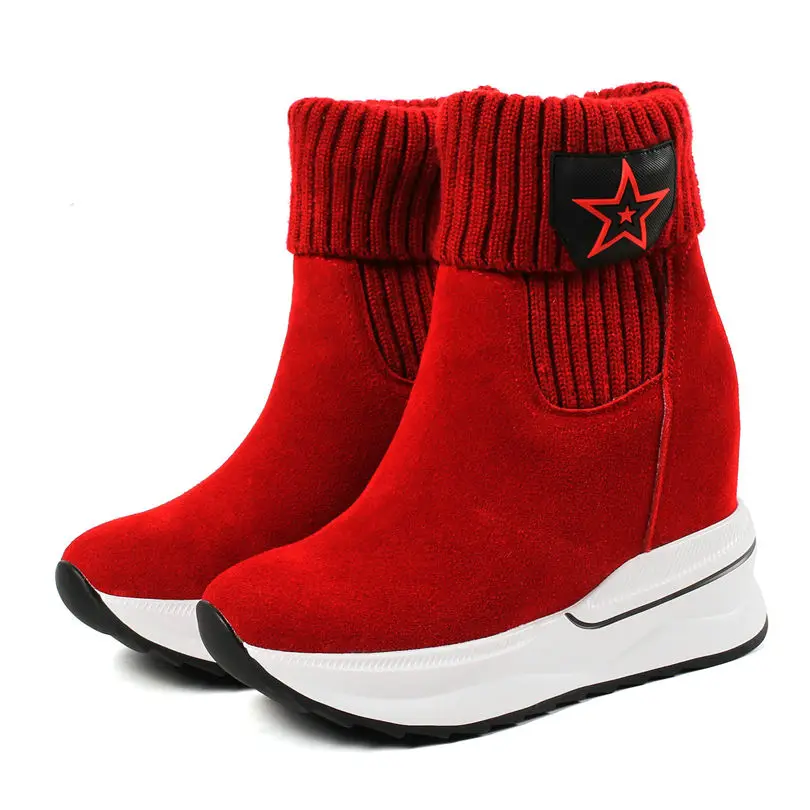 Криперы, женские кроссовки, обувь из натуральной кожи; Туфли на танкетке/высоком каблуке вечерние туфли-лодочки с платформой в стиле «панк»; кроссовки; Повседневная обувь; обувь для тенниса; - Цвет: Красный