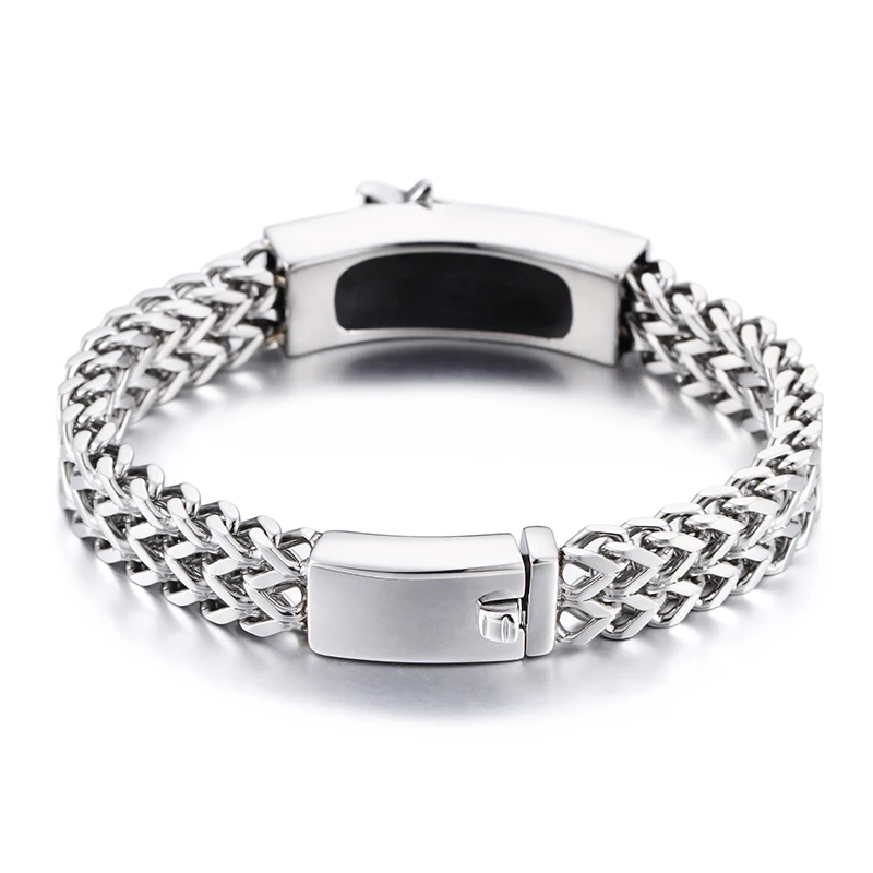 Religious jewelry 316L Stainless Steel figaro chain bracelet Masonic symbols ID Bracelet 15mm x 8.66''