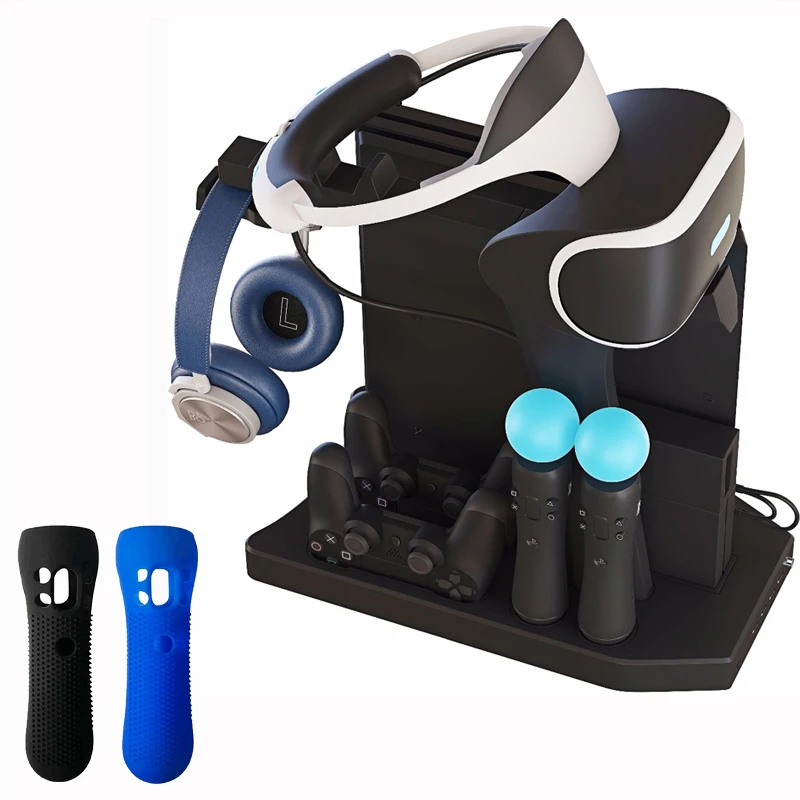 Для PS4 VR PS4 про тонкий PSVR PS4 вертикальная подставка, вентилятор охлаждения Cooler, контроллер Зарядное устройство и Hub зарядки Дисплей стенд