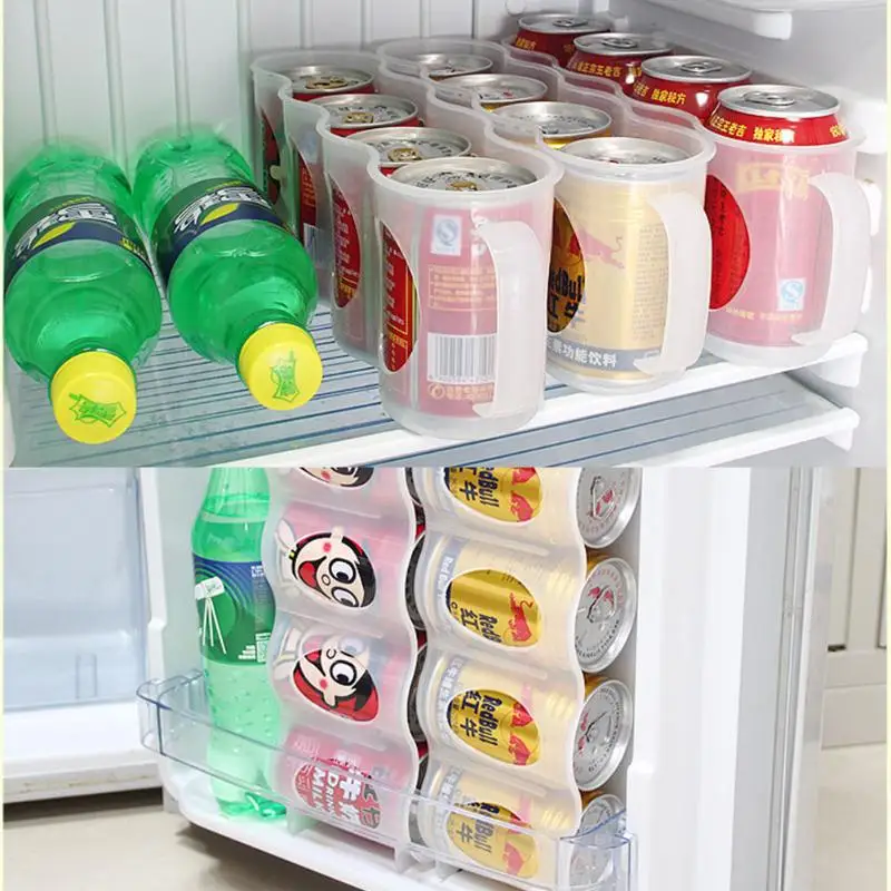 4 Holes Durable Beer Soda Coke Drink Can Storage Box Fridge Drink Bottle Holder Refrigeration Kitchen Organizer Food Container