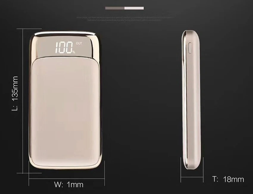 Dual USB Ports Portable Mobile Smart Phone Power Bank 10000mAh Universal Power Bank for Mobile Phone with LED Torch Light