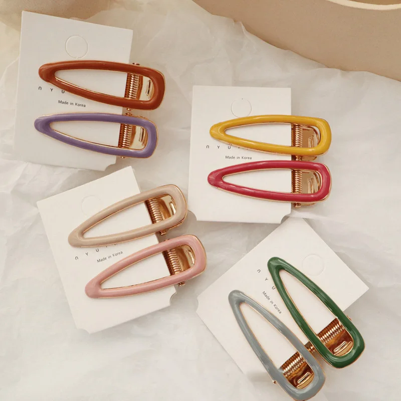 

2019 2PCS Korea Resin Geometric Irregular Long Hair Clips Candy Color Waterdrop Hairpins For Women Hair Accessories New Arrive