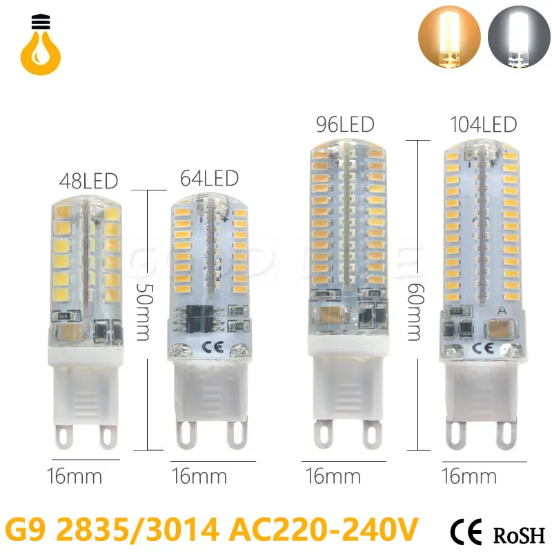 1 шт. G4 G9 LED 7 Вт 9 10 12 кукурузная лампа SMD3014 2835 супер яркая замена 100 галогенная