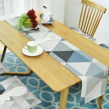 

Christmas Elk Table Runners Modern Geometry Table Runner New Year Party Dinner Table Decoration Accessories Home Table Cloth