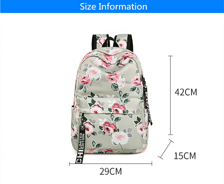OKKID школьный рюкзак с цветочным принтом для девочек, черный рюкзак с цветочным принтом, детские школьные сумки, Детская сумка для книг, подарочный набор, Прямая поставка
