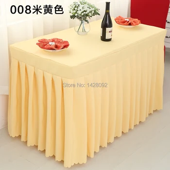 

gold plain polyester table skirting cover can do customized size