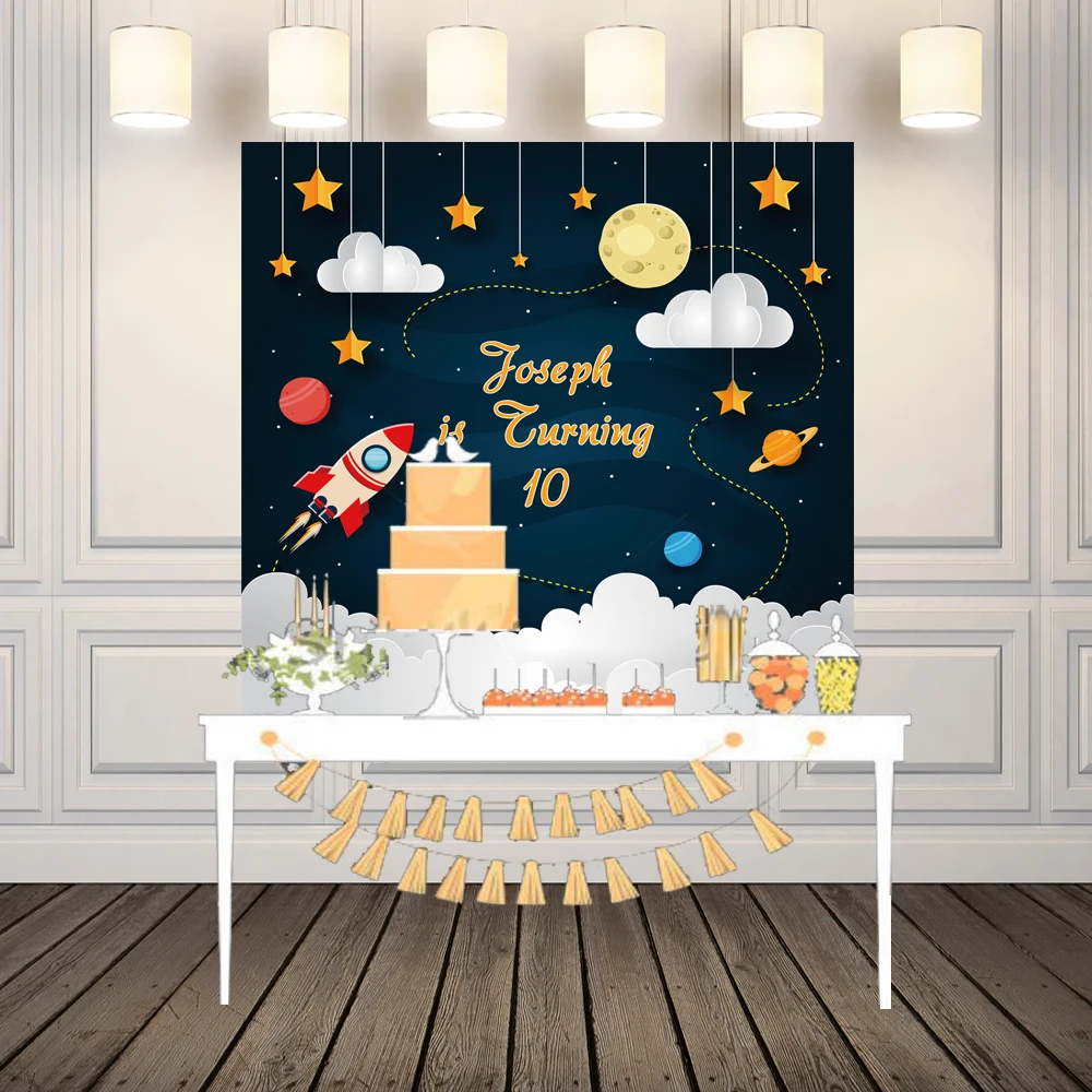 

HUAYI 5x5ft (150x150cm) Star astronaut theme birthday Backdrop party supplies table dessert boys photo studio background