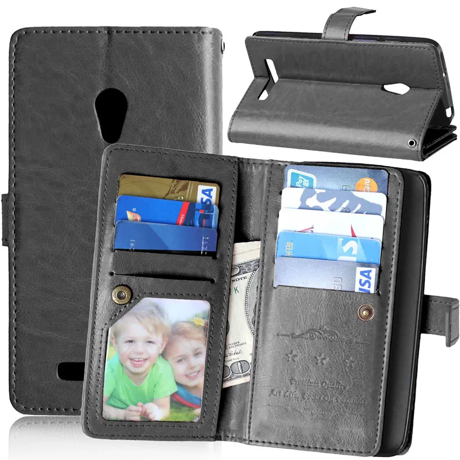 Новинка, Ретро Чехол-книжка Zenfon 5, кожаный чехол-бумажник для ASUS Zenfone 5 A501CG A500CG, чехол-Капа с подставкой, стильный держатель для карт - Цвет: Black