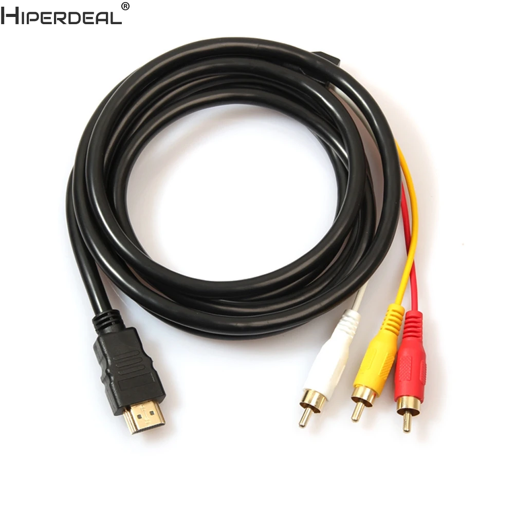HIPERDEAL 5ft/1,5 m HDMI к 3RCA удлинитель сигнала кабель конвертер адаптер для HDTV DVD Oct27 HW