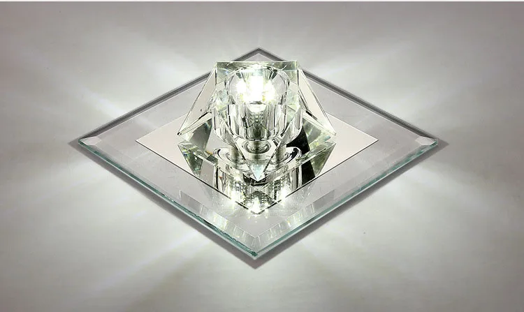 Lâmpada de Cristal Conduziu a Luz Lâmpada do Teto Criativo Quadrado Teto Corredor Foyer Recessed - Montado Espelho Vidro 14 luz teto corredor foyer recessed teto montado espelho lâmpada do teto vidro