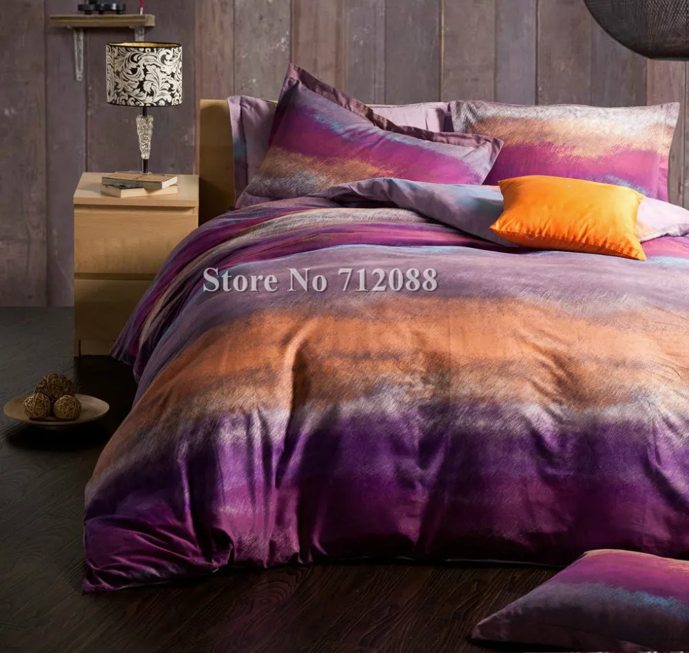 Whole Purple Orange Modern Pattern Bed Sheets Linens 4pcs Queen Whole Purple Orange Modern Pattern Bed Sheets Linens 4pcs Queen King Comforter Bedding Sets Cotton Quilt Duvet Covers In From Home Garden