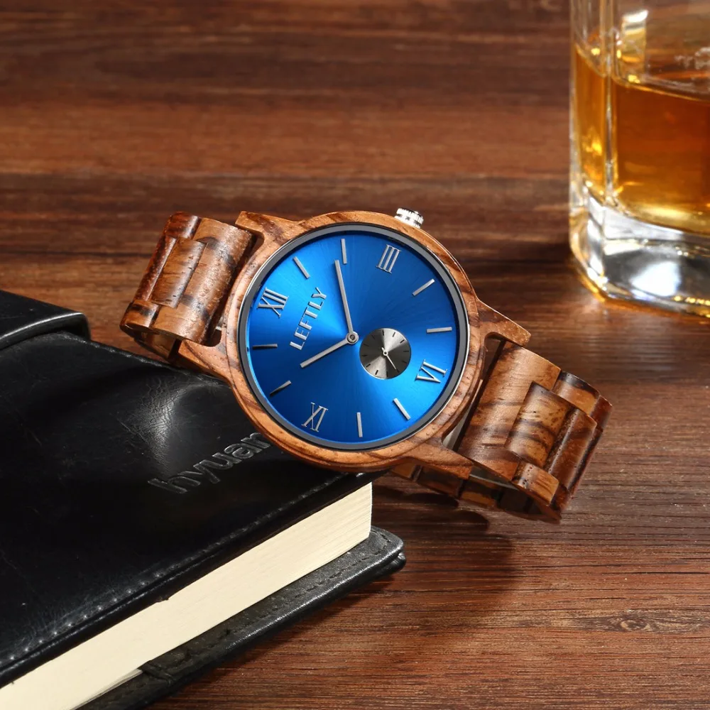 LEFTLY мужские деревянные часы модные повседневное ручной работы Дерево группа легкий Miyota механизм Винтаж кварцевые наручные часы