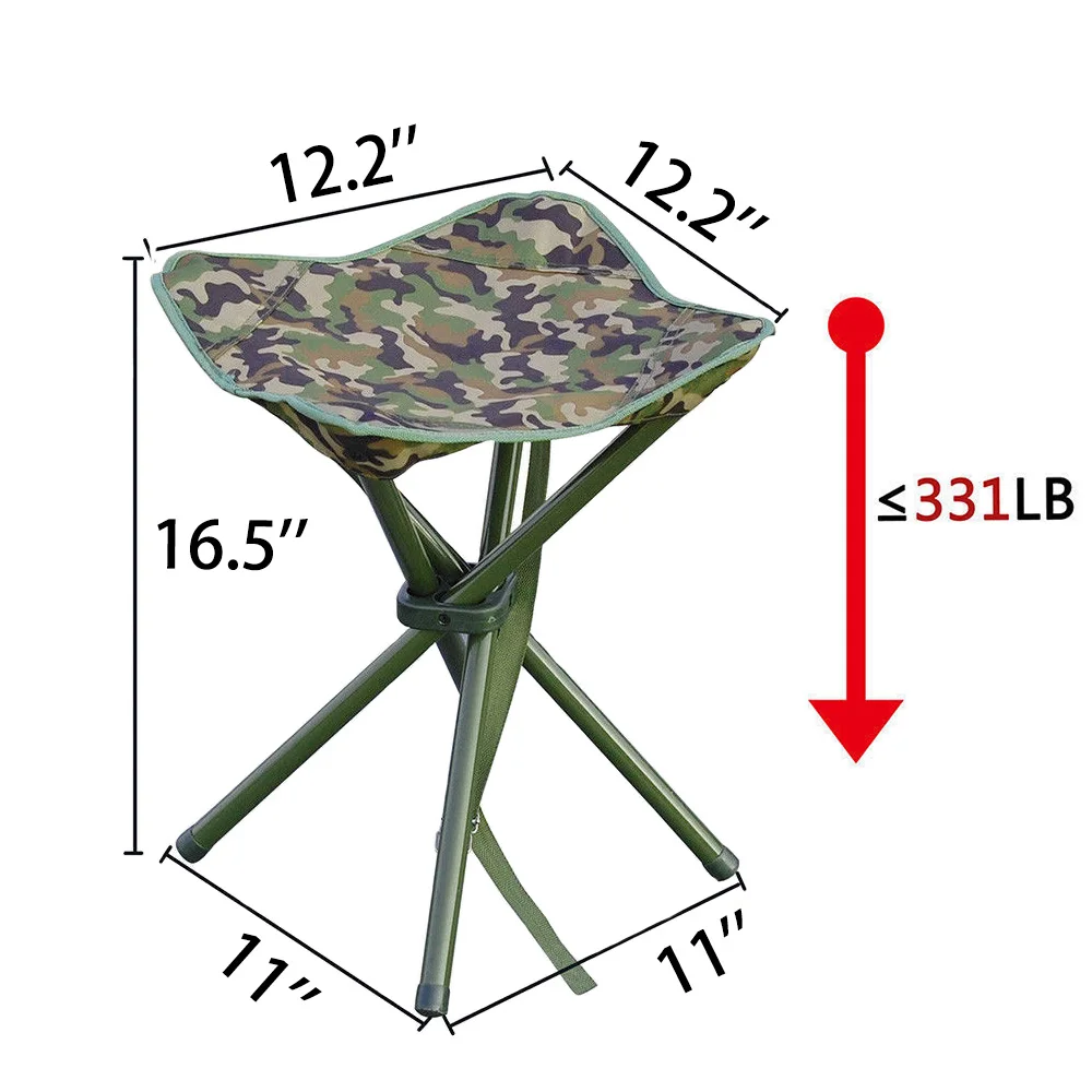 Tabouret pliant carré haute résistance acier support 300lbs pour pêche camping activités outdoor