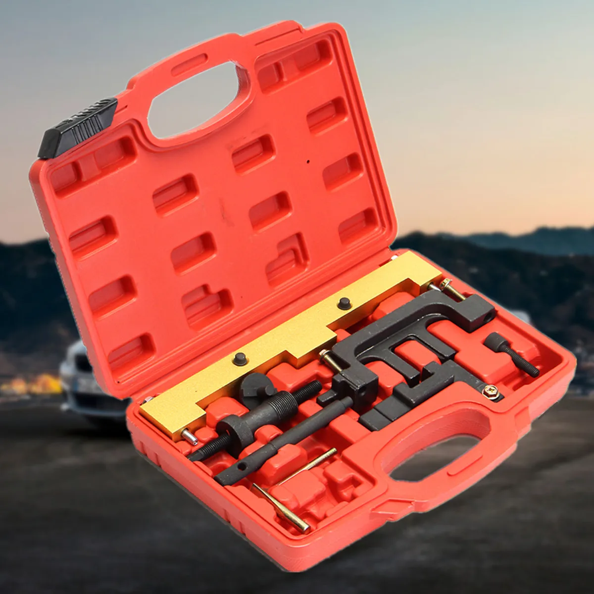 

Petrol Engine Timing Setting Locking Tool Kit Carbon Steel for BMW N42 N46 N46T Chain Drive Case size 30x22.5cm Hand Tool Sets