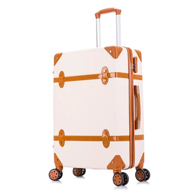 Дорожная сумка с поясом в Корейском стиле ретро Для женщин прокатки багажные наборы ручной Спиннер школьные сумки для путешествий 20 дюймов кабина пароль чемодан на колесиках - Цвет: off white