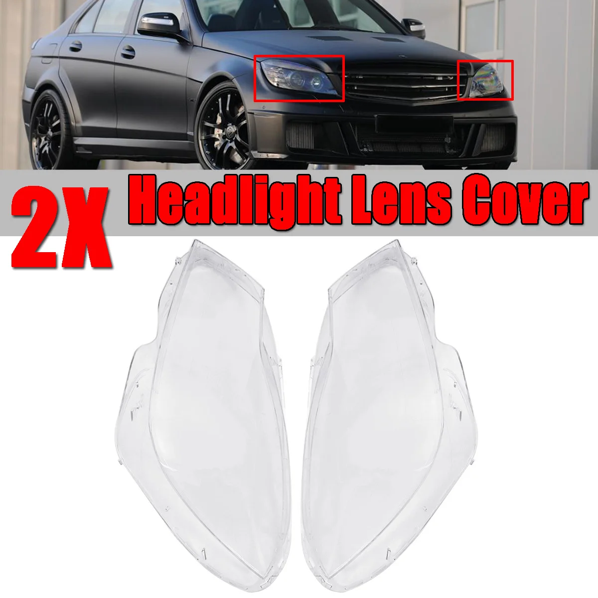 

New Left+Right W204 Car Front Headlight Headlamp Lens Cover Case Shell For Mercedes For Benz C Class W204 2011-2014 Facelift