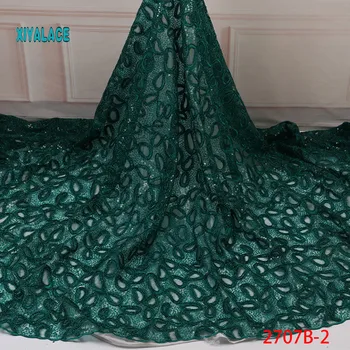 

Green 2019 High Quality Nigerian Lace African Lace Fabric Fabrics Organza Sequins Embroidery French Tulle Lace Fabric YA2707B-2